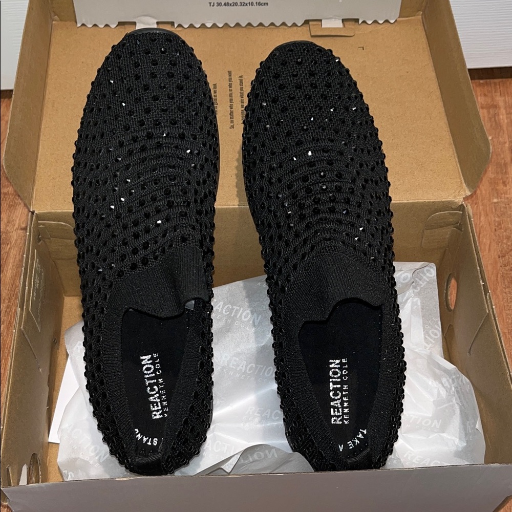 Kenneth Cole Reaction Black Knit Slip on Sneakers